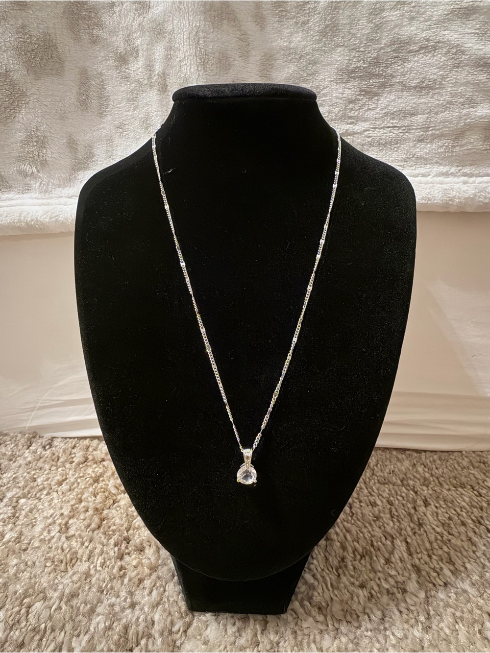 Swarovski Rhodium-Plated Solitaire Crystal Pendant Necklace